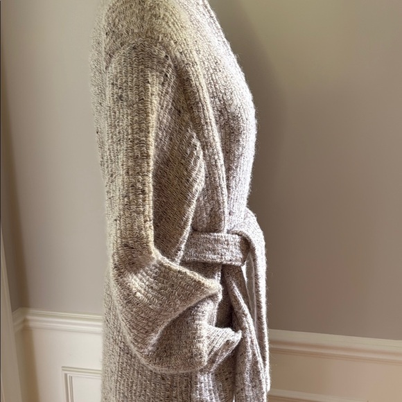 Vintage Wool Mohair Blend Long Textured Cardigan Sweater Belted Women's Large - Picture 8 of 12